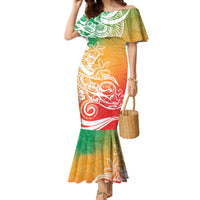 Polynesian Sunset Plumeria Mermaid Dress Pacific Island Tribal Reggae Style - Wonder Print Shop
