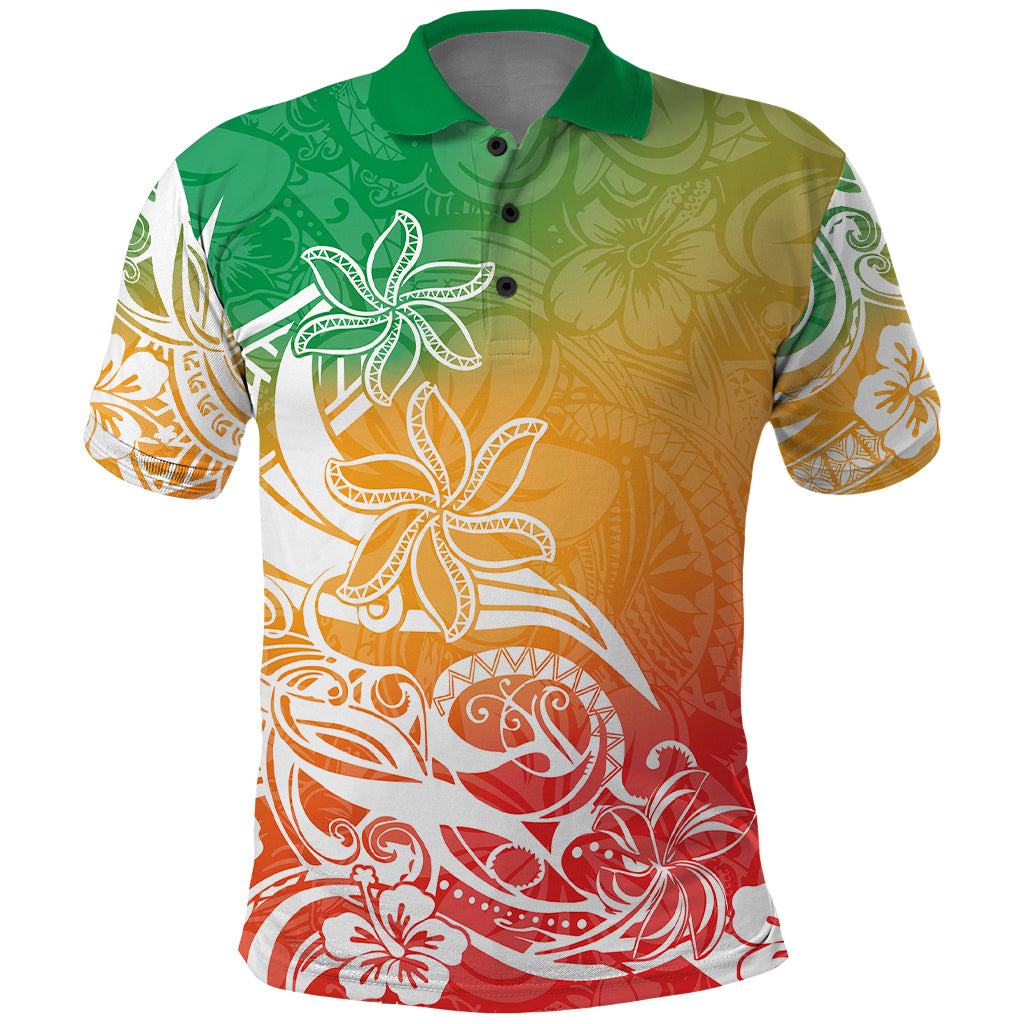 Polynesian Sunset Plumeria Polo Shirt Pacific Island Tribal Reggae Style - Wonder Print Shop