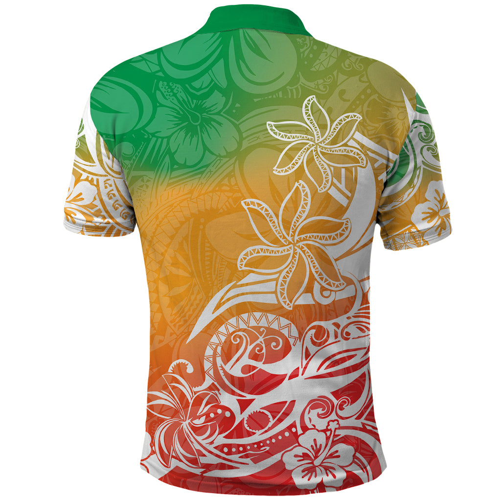 Polynesian Sunset Plumeria Polo Shirt Pacific Island Tribal Reggae Style - Wonder Print Shop