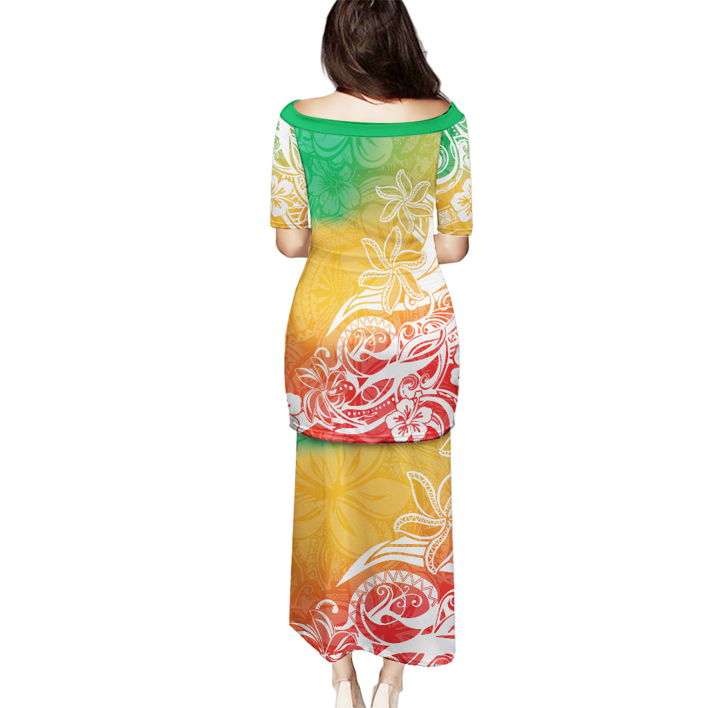 Polynesian Sunset Plumeria Puletasi Pacific Island Tribal Reggae Style - Wonder Print Shop