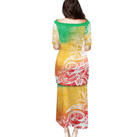 Polynesian Sunset Plumeria Puletasi Pacific Island Tribal Reggae Style - Wonder Print Shop