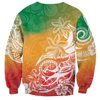Polynesian Sunset Plumeria Sweatshirt Pacific Island Tribal Reggae Style - Wonder Print Shop