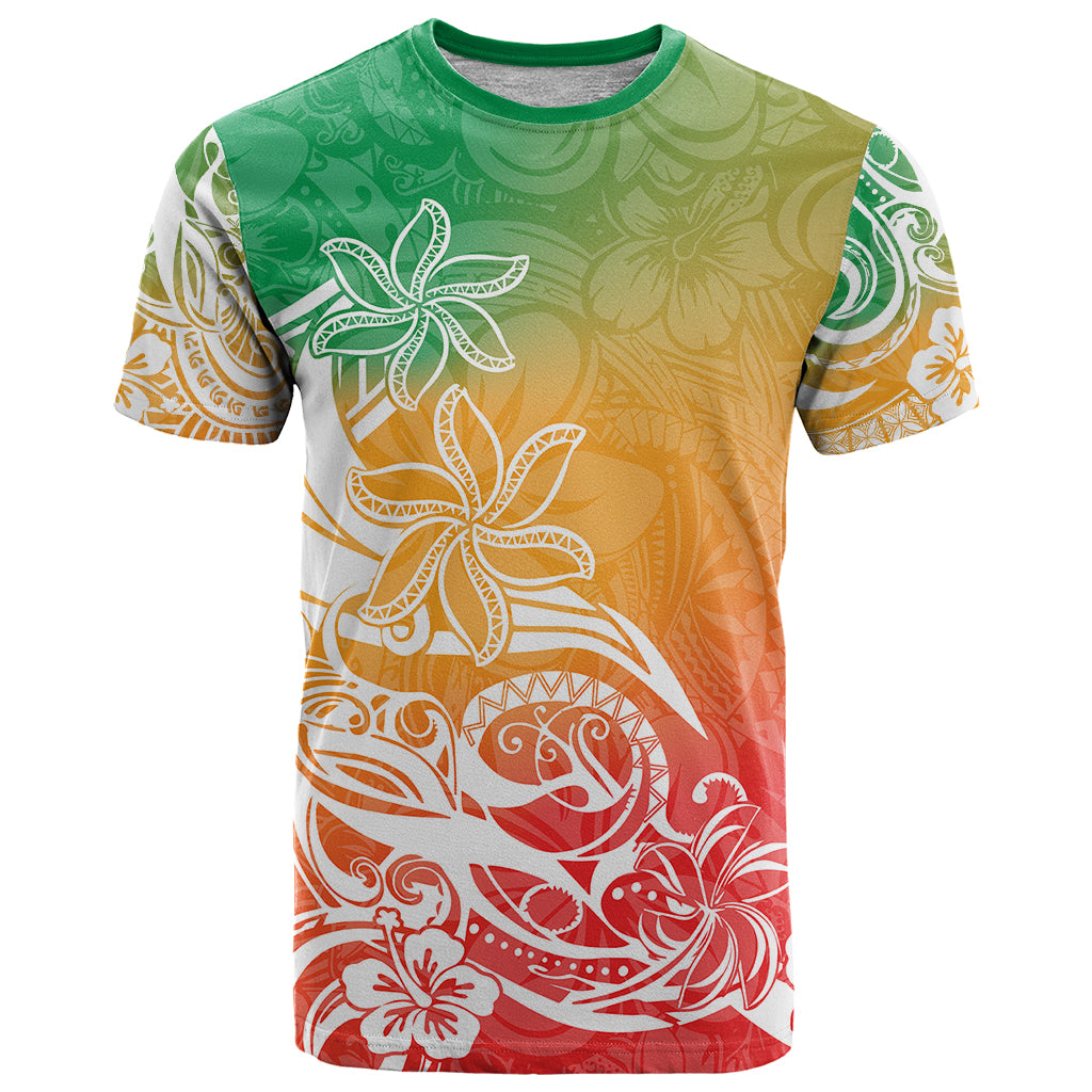 Polynesian Sunset Plumeria T Shirt Pacific Island Tribal Reggae Style - Wonder Print Shop
