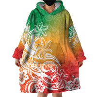 Polynesian Sunset Plumeria Wearable Blanket Hoodie Pacific Island Tribal Reggae Style - Wonder Print Shop