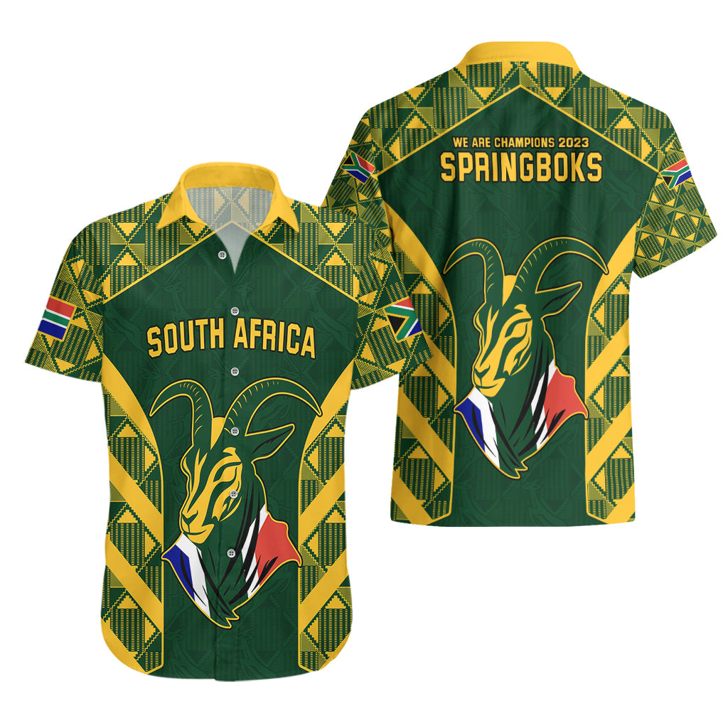 South Africa Rugby Hawaiian Shirt Bokke Champions Kente Pattern - Wonder Print Shop