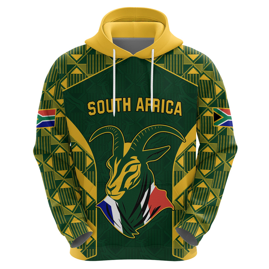 South Africa Rugby Hoodie Bokke Champions Kente Pattern - Wonder Print Shop