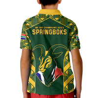 South Africa Rugby Kid Polo Shirt Bokke Champions Kente Pattern - Wonder Print Shop