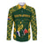 South Africa Rugby Long Sleeve Button Shirt Bokke Champions Kente Pattern - Wonder Print Shop
