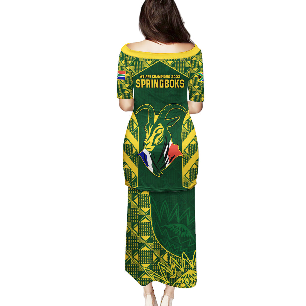 South Africa Rugby Puletasi Bokke Champions Kente Pattern - Wonder Print Shop