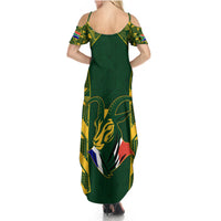 South Africa Rugby Summer Maxi Dress Bokke Champions Kente Pattern - Wonder Print Shop