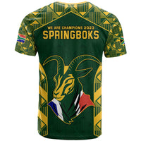 South Africa Rugby T Shirt Bokke Champions Kente Pattern - Wonder Print Shop