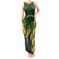South Africa Rugby Tank Maxi Dress Bokke Champions Kente Pattern - Wonder Print Shop