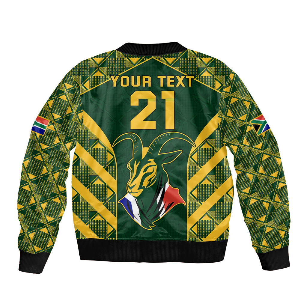 Custom South Africa Rugby Bomber Jacket Bokke Champions Kente Pattern LT9 - Wonder Print Shop
