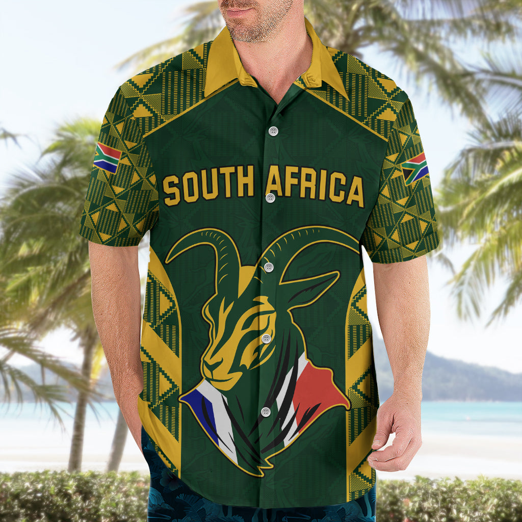 Custom South Africa Rugby Hawaiian Shirt Bokke Champions Kente Pattern - Wonder Print Shop