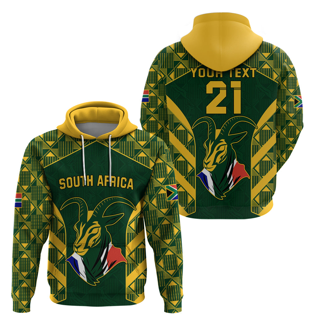 Custom South Africa Rugby Hoodie Bokke Champions Kente Pattern - Wonder Print Shop