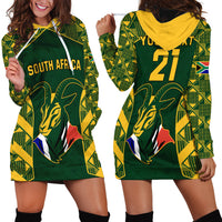 Custom South Africa Rugby Hoodie Dress Bokke Champions Kente Pattern - Wonder Print Shop