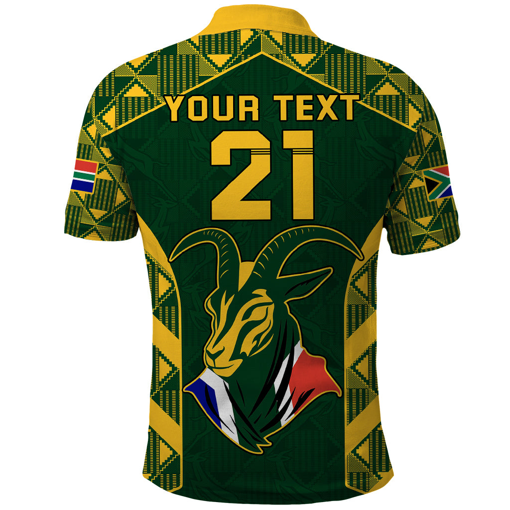 Custom South Africa Rugby Polo Shirt Bokke Champions Kente Pattern - Wonder Print Shop