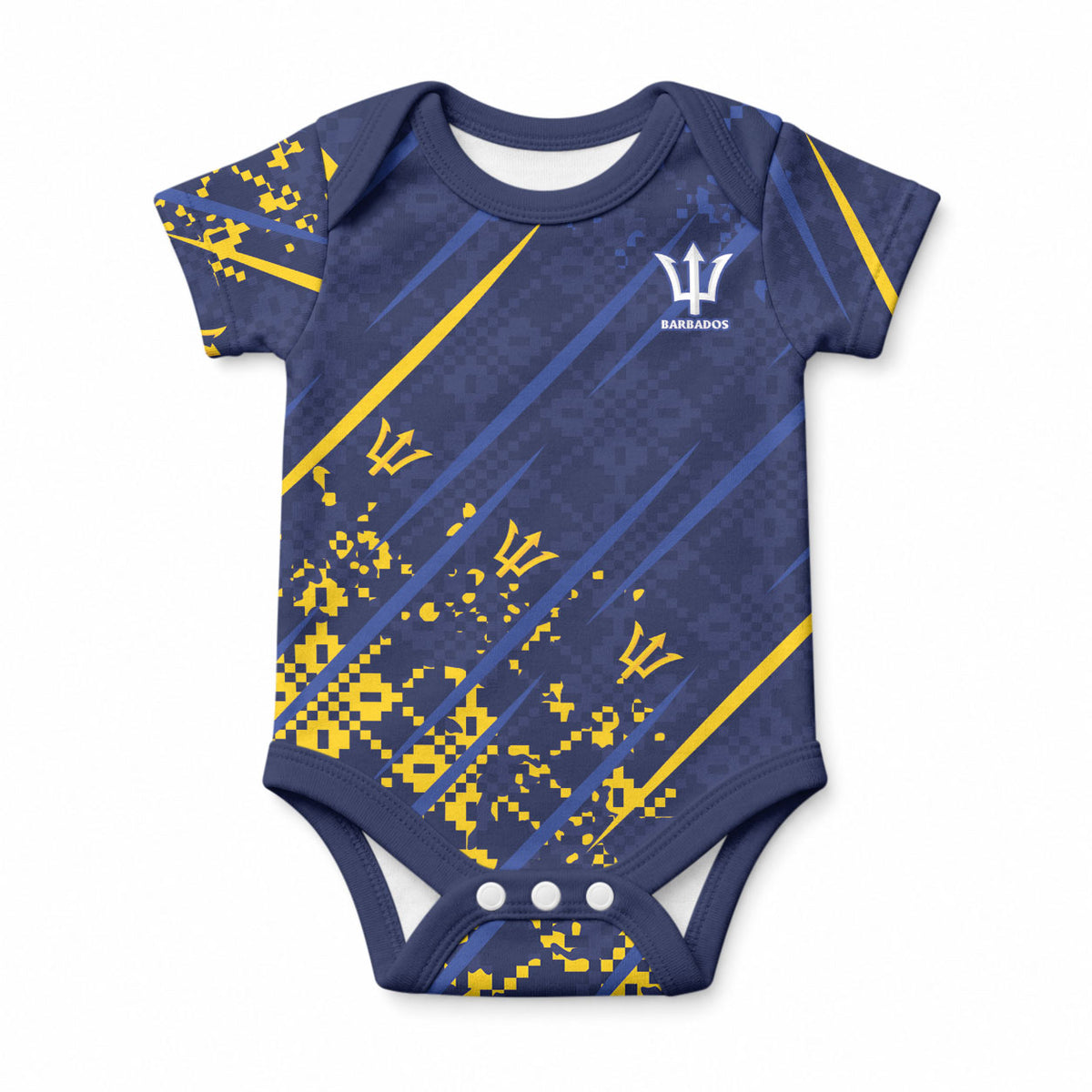 Caribbean Cricket Custom Barbados Baby Onesie Blue Bajan Broken Trident