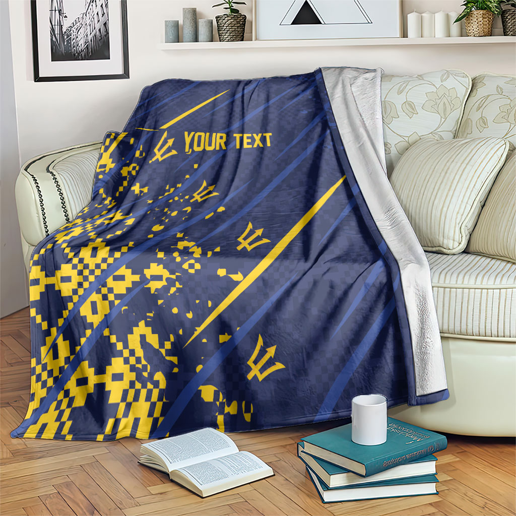 Caribbean Cricket Custom Barbados Blanket Blue Bajan Broken Trident