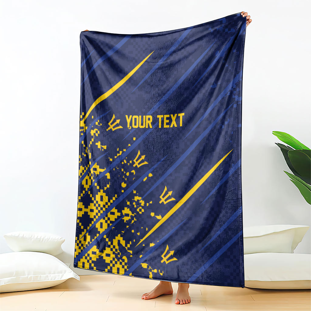 Caribbean Cricket Custom Barbados Blanket Blue Bajan Broken Trident