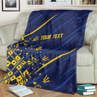 Caribbean Cricket Custom Barbados Blanket Blue Bajan Broken Trident