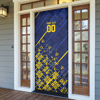 Caribbean Cricket Custom Barbados Door Cover Blue Bajan Broken Trident