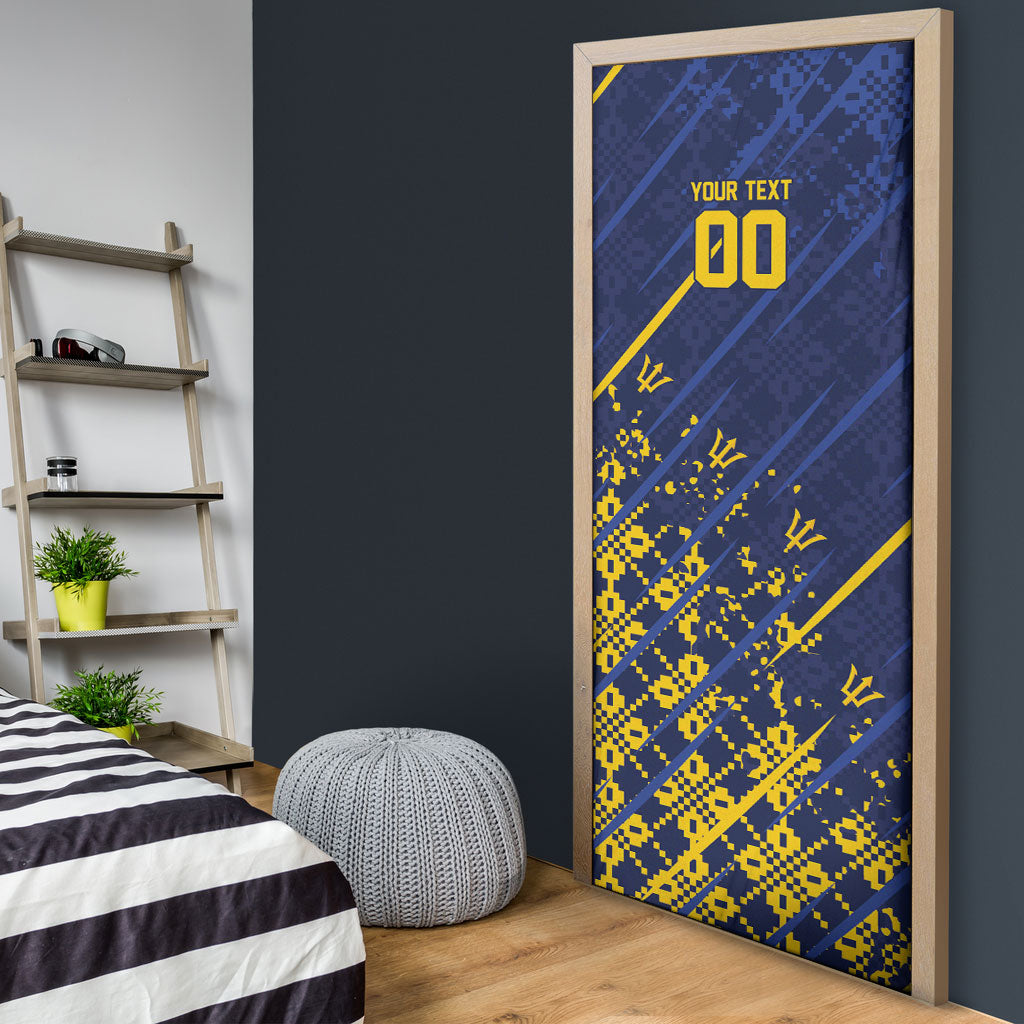 Caribbean Cricket Custom Barbados Door Cover Blue Bajan Broken Trident