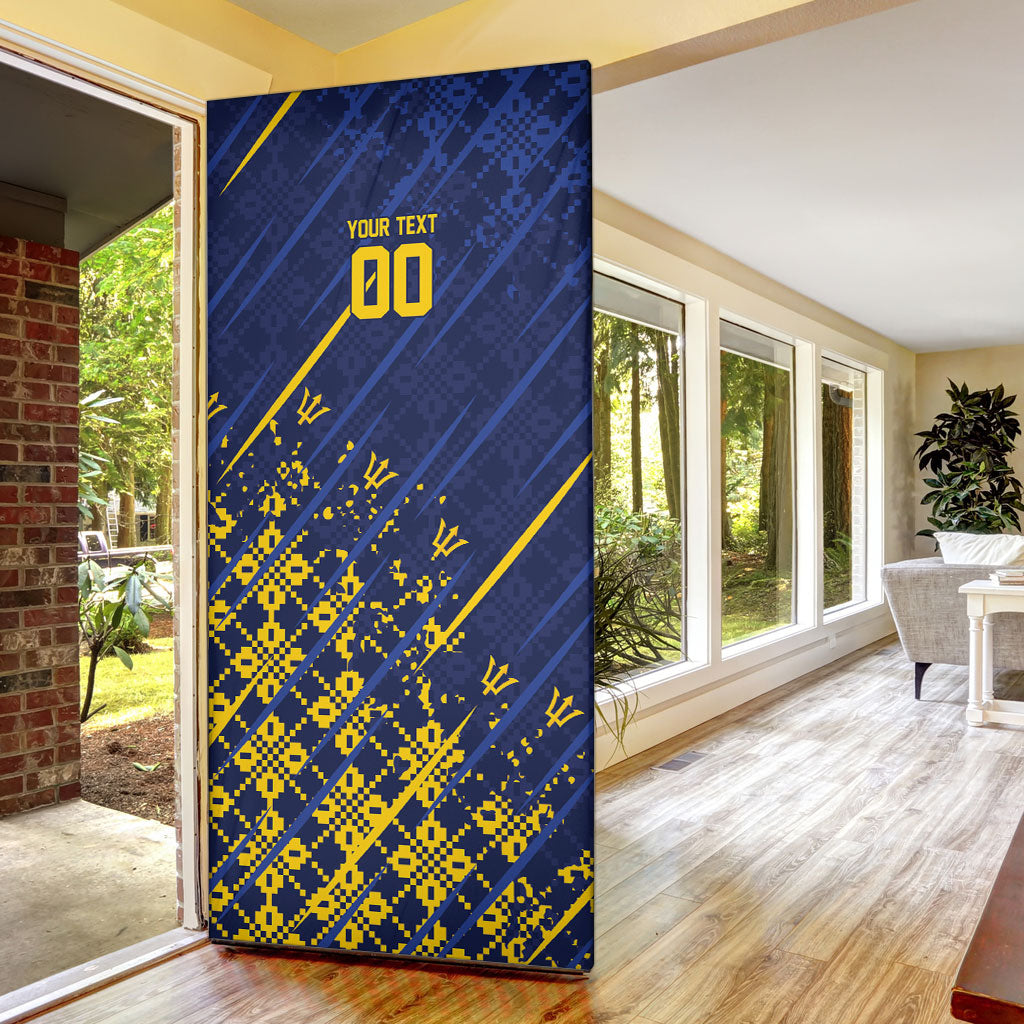 Caribbean Cricket Custom Barbados Door Cover Blue Bajan Broken Trident