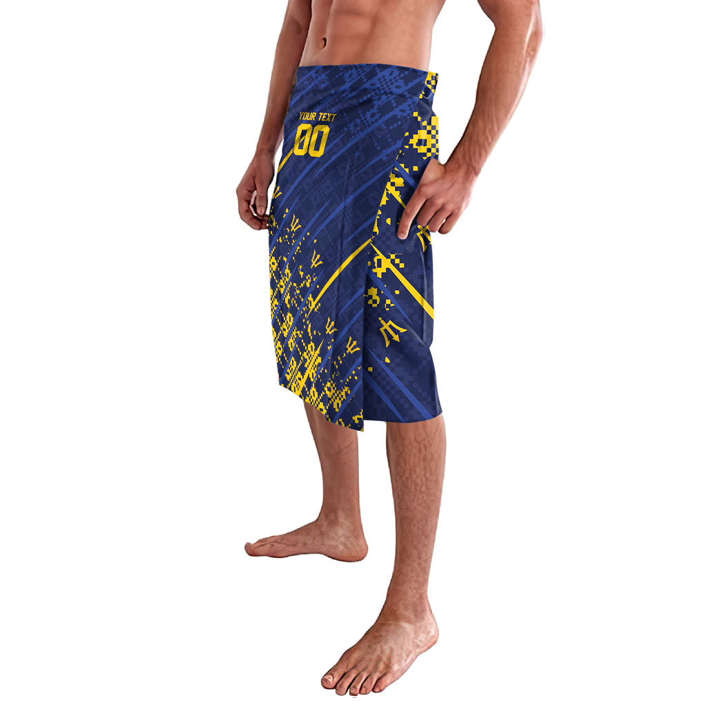 Caribbean Cricket Custom Barbados Lavalava Blue Bajan Broken Trident