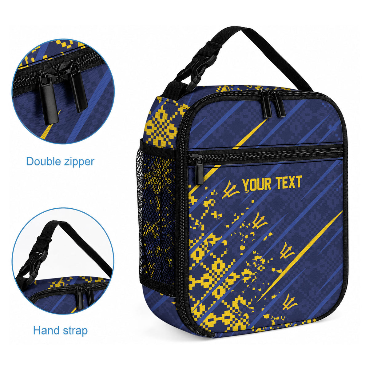 Caribbean Cricket Custom Barbados Lunch Bag Blue Bajan Broken Trident