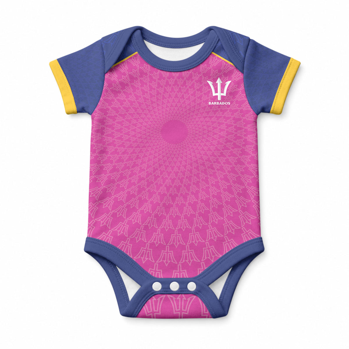 Caribbean Cricket Custom Barbados Baby Onesie Pride of Barbados Pink Trident Edition