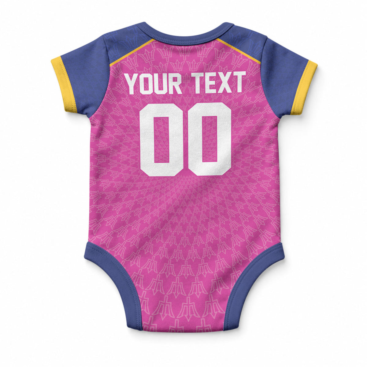 Caribbean Cricket Custom Barbados Baby Onesie Pride of Barbados Pink Trident Edition