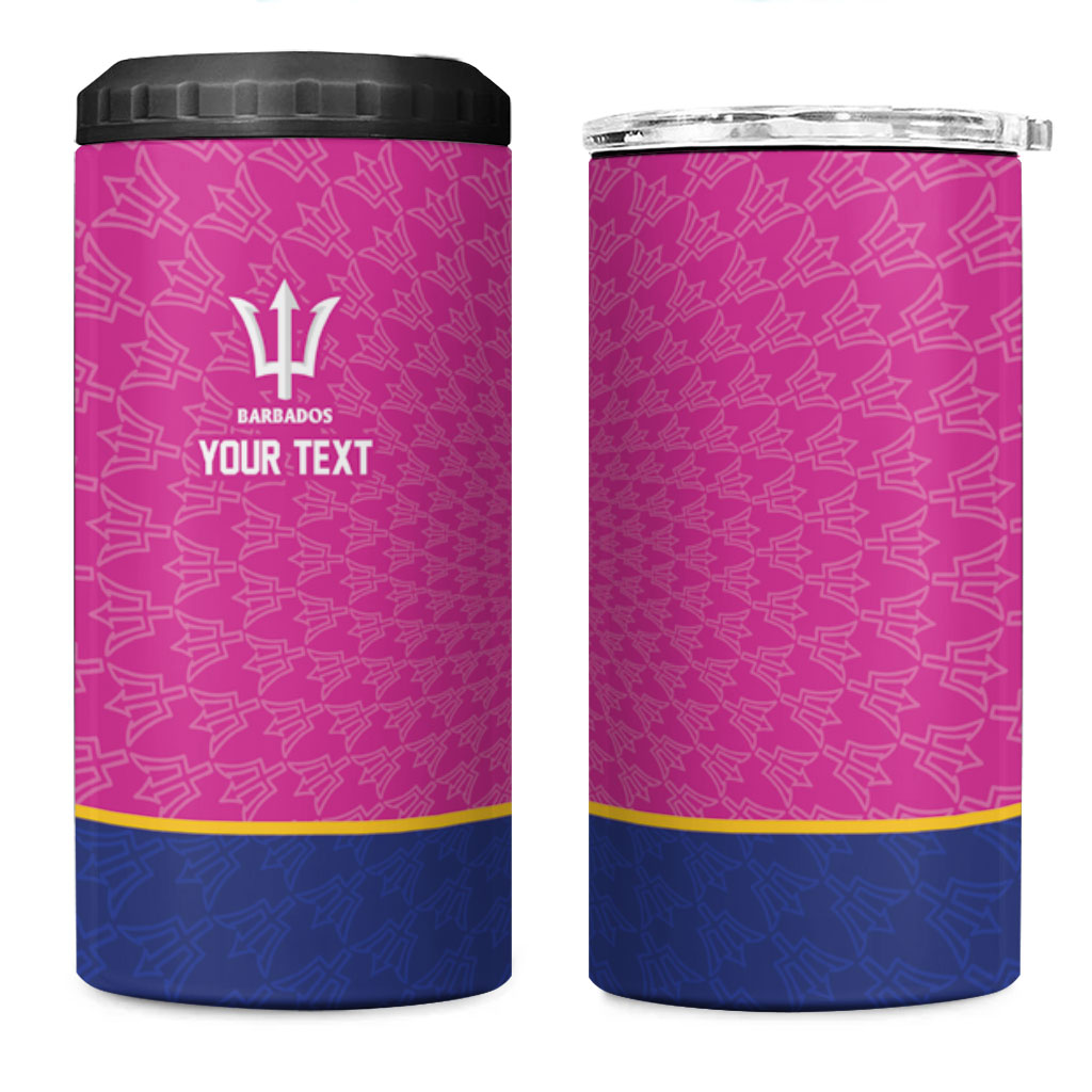 Caribbean Cricket Custom Barbados 4 in 1 Can Cooler Tumbler Pride of Barbados Pink Trident Edition