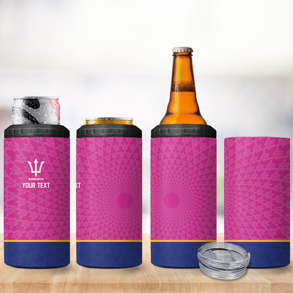 Caribbean Cricket Custom Barbados 4 in 1 Can Cooler Tumbler Pride of Barbados Pink Trident Edition