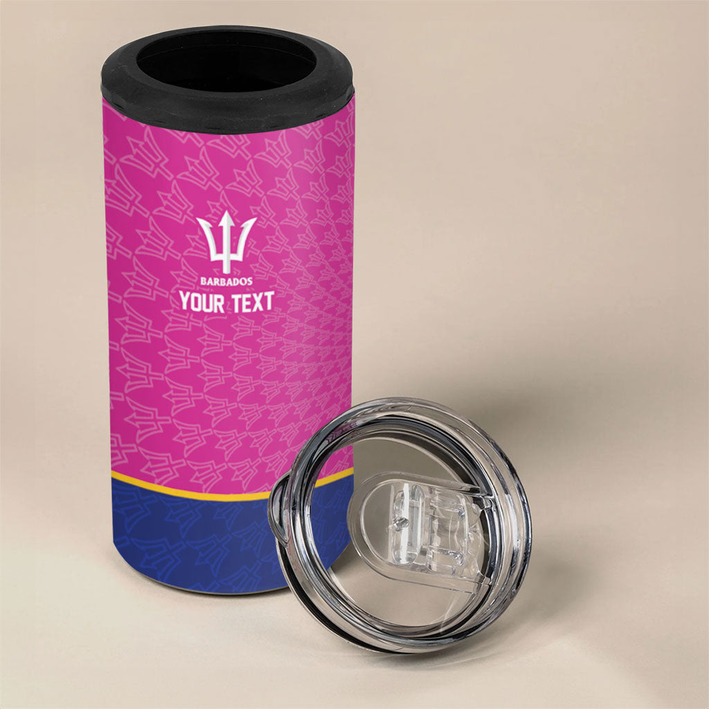 Caribbean Cricket Custom Barbados 4 in 1 Can Cooler Tumbler Pride of Barbados Pink Trident Edition