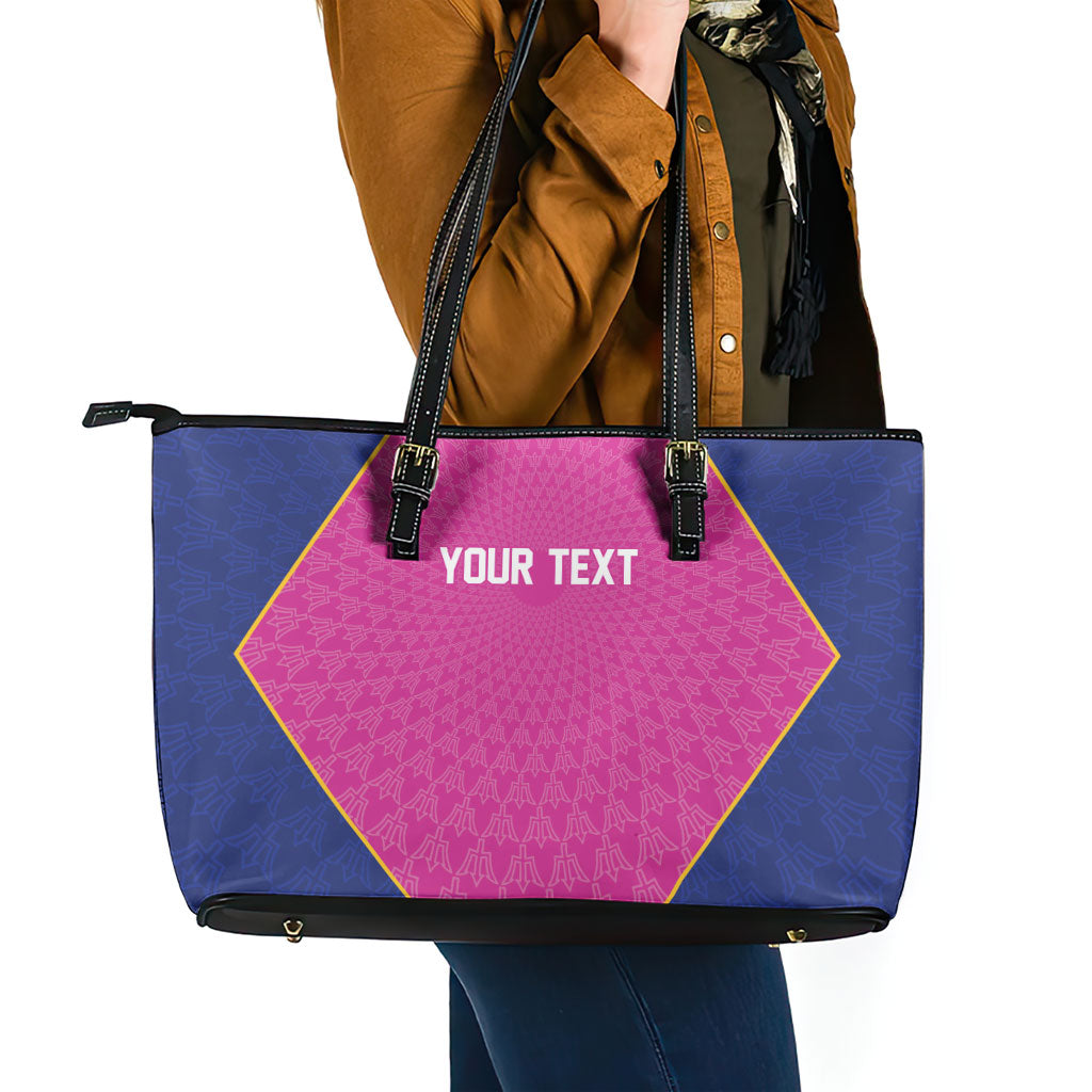 Caribbean Cricket Custom Barbados Leather Tote Bag Pride of Barbados Pink Trident Edition