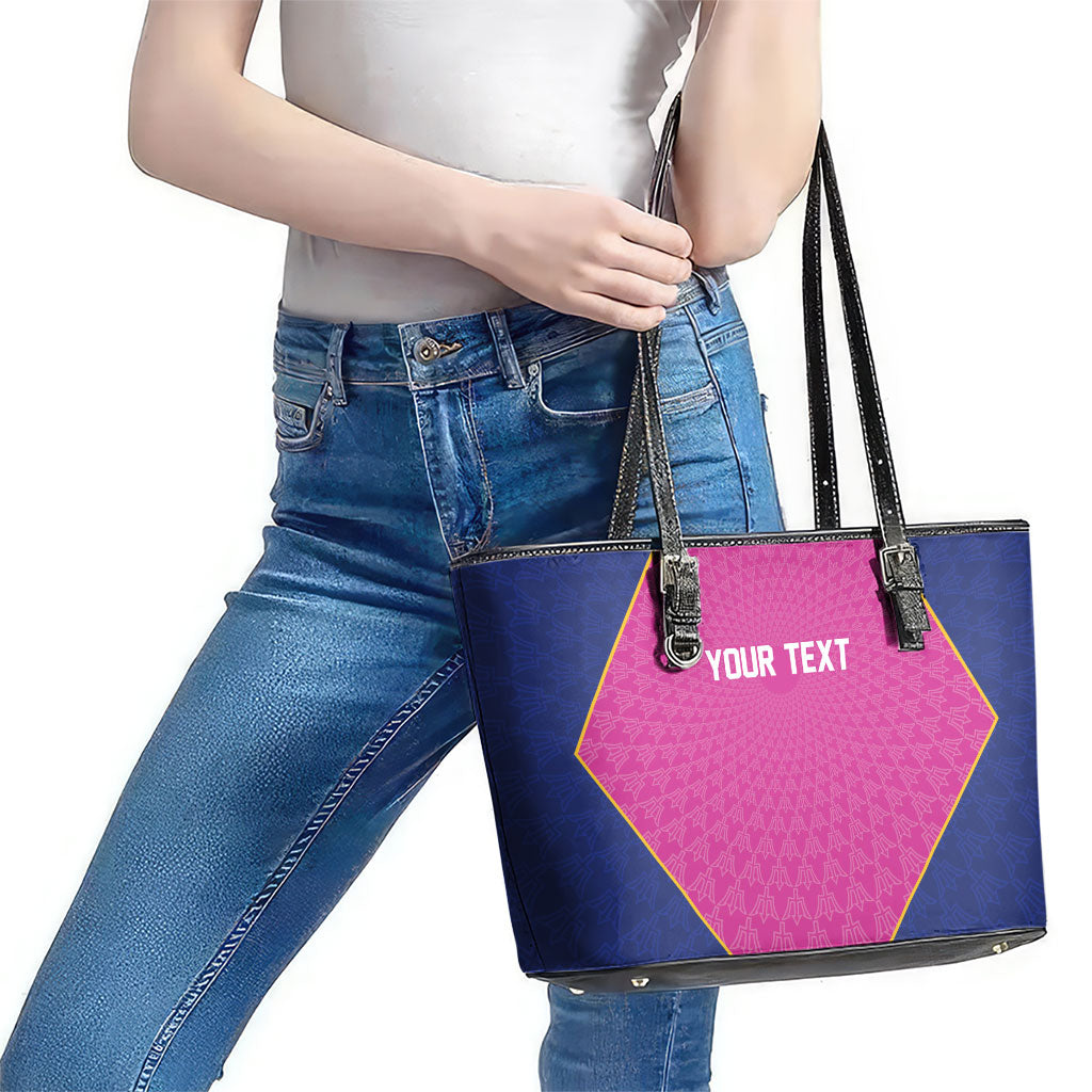 Caribbean Cricket Custom Barbados Leather Tote Bag Pride of Barbados Pink Trident Edition