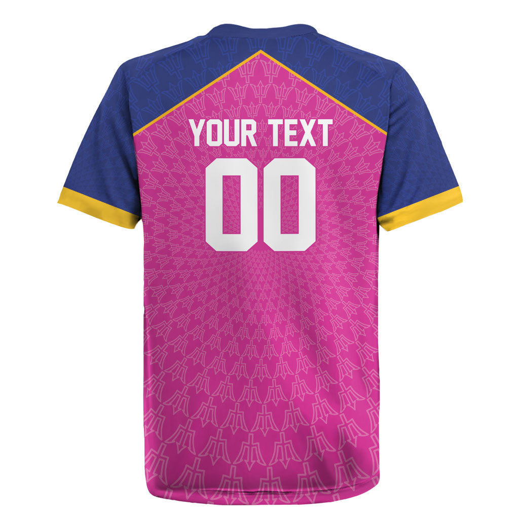 Caribbean Cricket Custom Barbados Rugby Jersey Pride of Barbados Pink Trident Edition