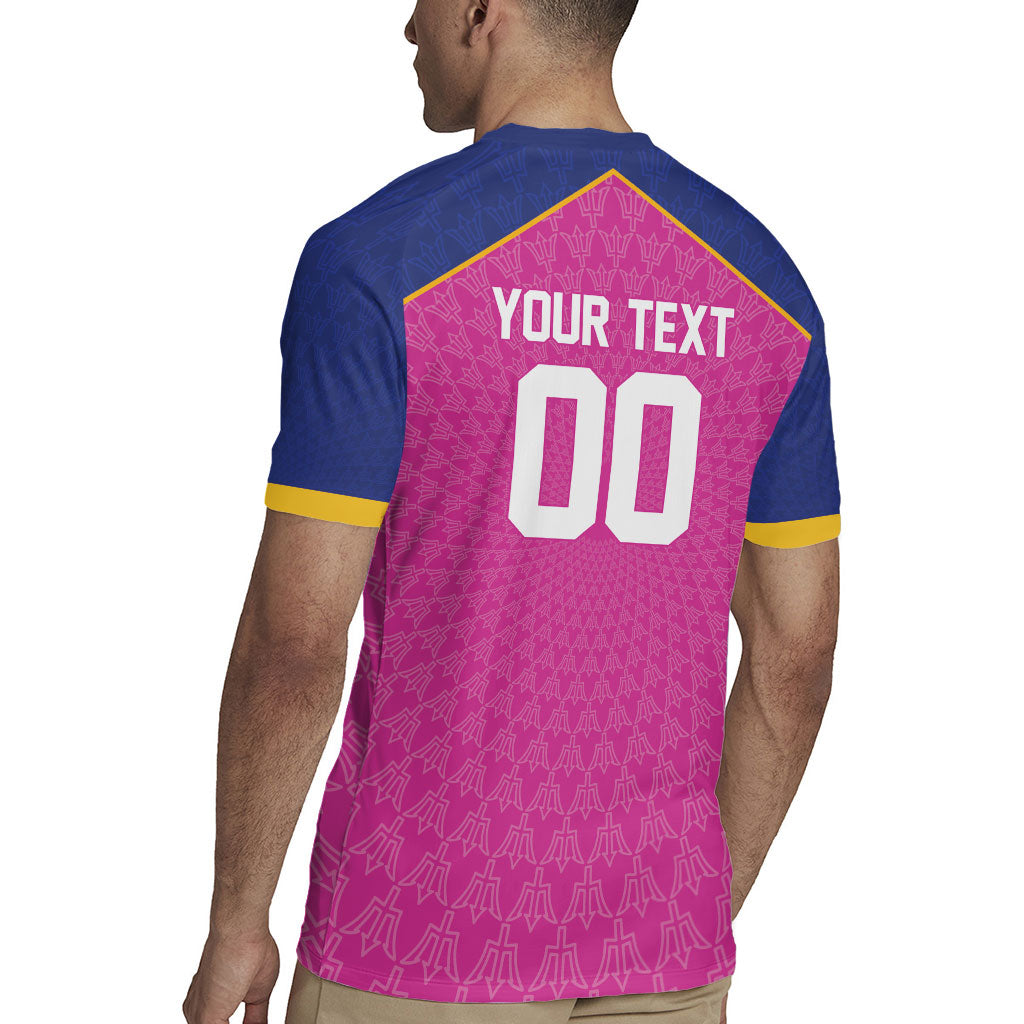 Caribbean Cricket Custom Barbados Rugby Jersey Pride of Barbados Pink Trident Edition