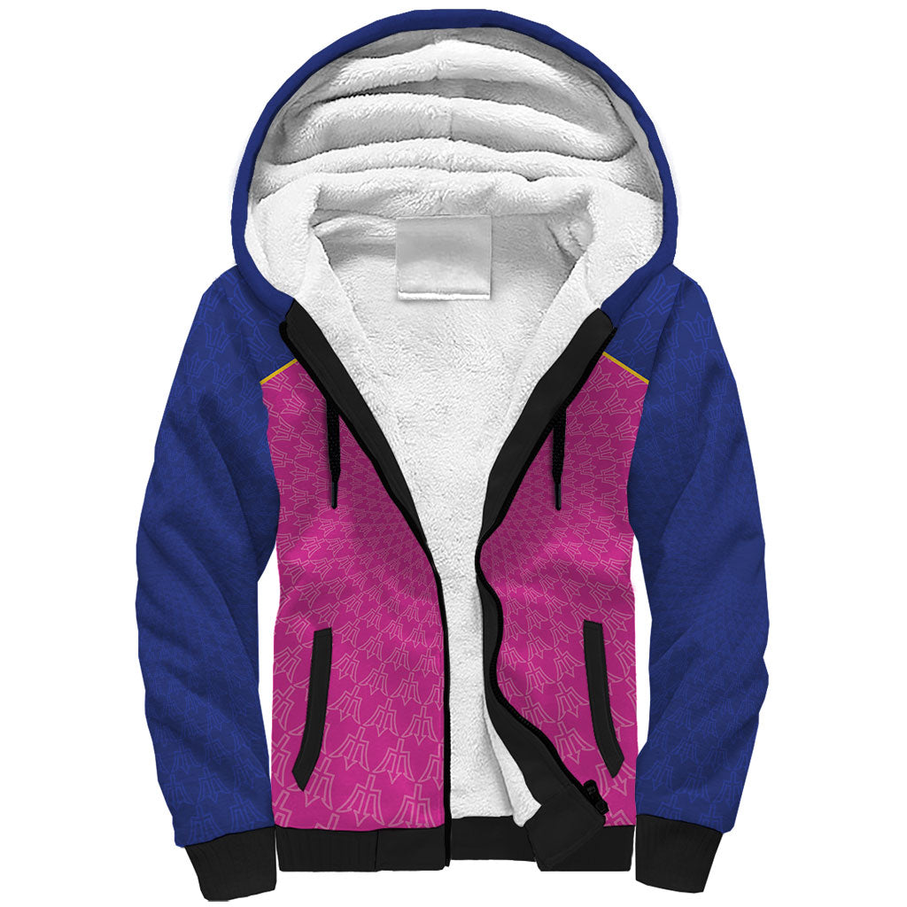 Caribbean Cricket Custom Barbados Sherpa Hoodie Pride of Barbados Pink Trident Edition