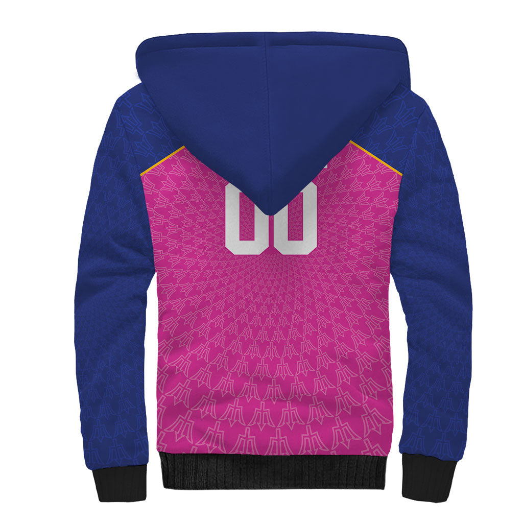 Caribbean Cricket Custom Barbados Sherpa Hoodie Pride of Barbados Pink Trident Edition