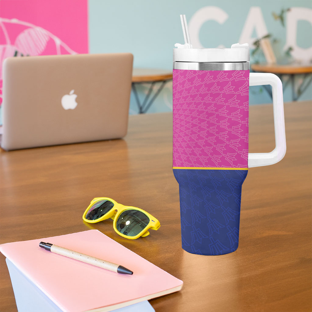 Caribbean Cricket Custom Barbados Tumbler With Handle Pride of Barbados Pink Trident Edition