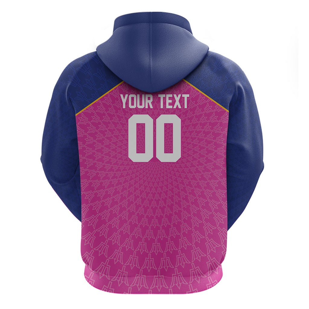 Caribbean Cricket Custom Barbados Zip Hoodie Pride of Barbados Pink Trident Edition