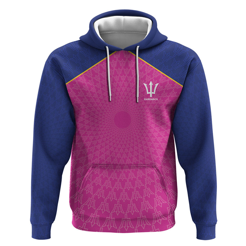 Caribbean Cricket Custom Barbados Zip Hoodie Pride of Barbados Pink Trident Edition