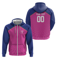 Caribbean Cricket Custom Barbados Zip Hoodie Pride of Barbados Pink Trident Edition