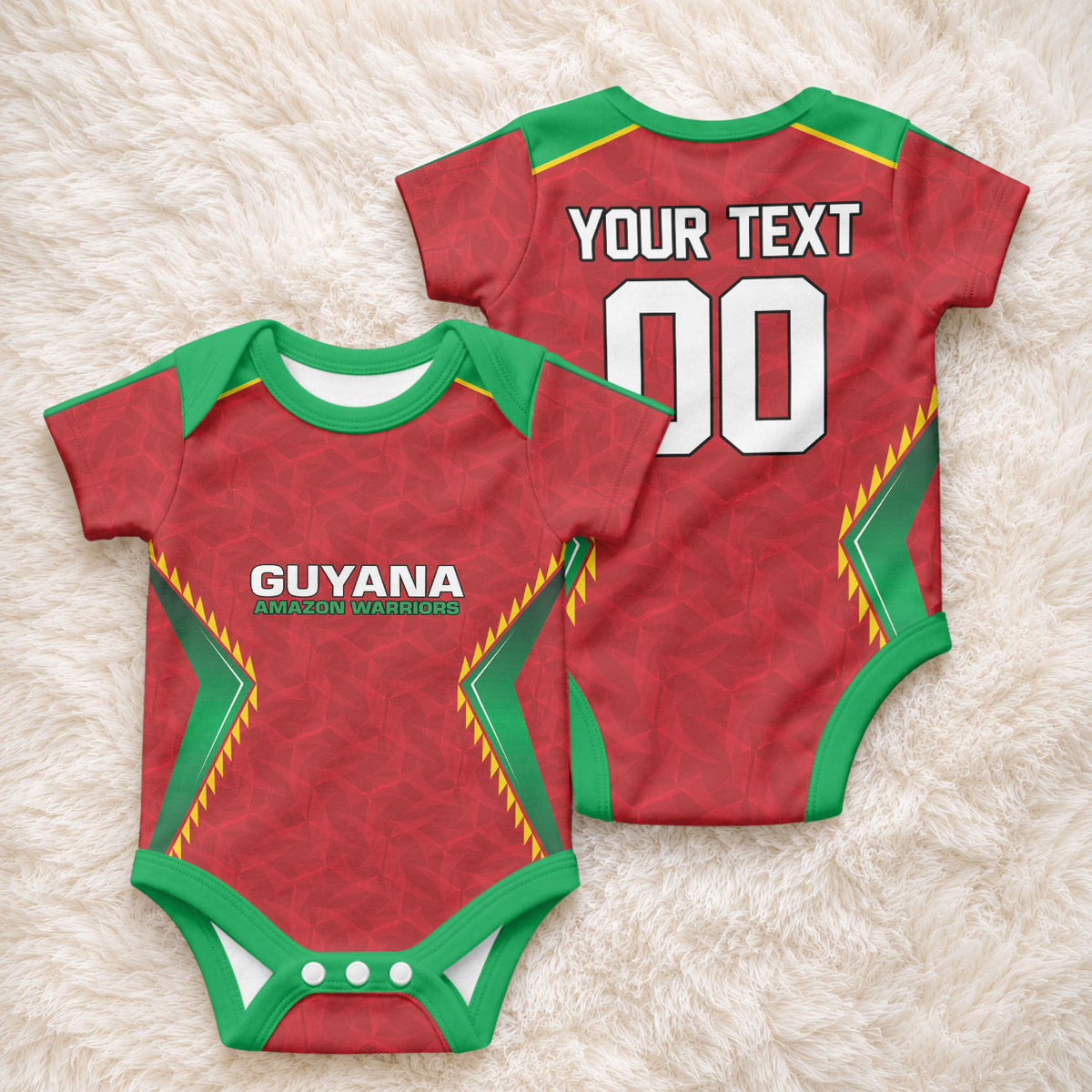 Caribbean Cricket Custom Guyana Baby Onesie Warriors Rise Amazonian Geometry Motif