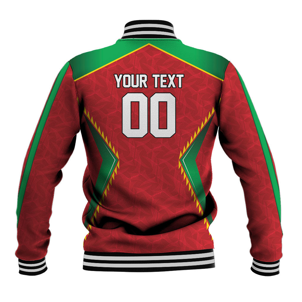 Caribbean Cricket Custom Guyana Baseball Jacket Warriors Rise Amazonian Geometry Motif