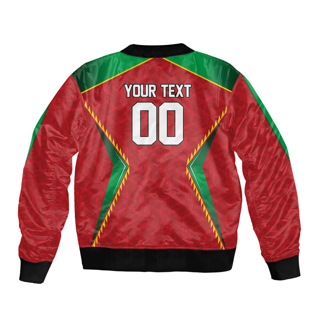 Caribbean Cricket Custom Guyana Bomber Jacket Warriors Rise Amazonian Geometry Motif