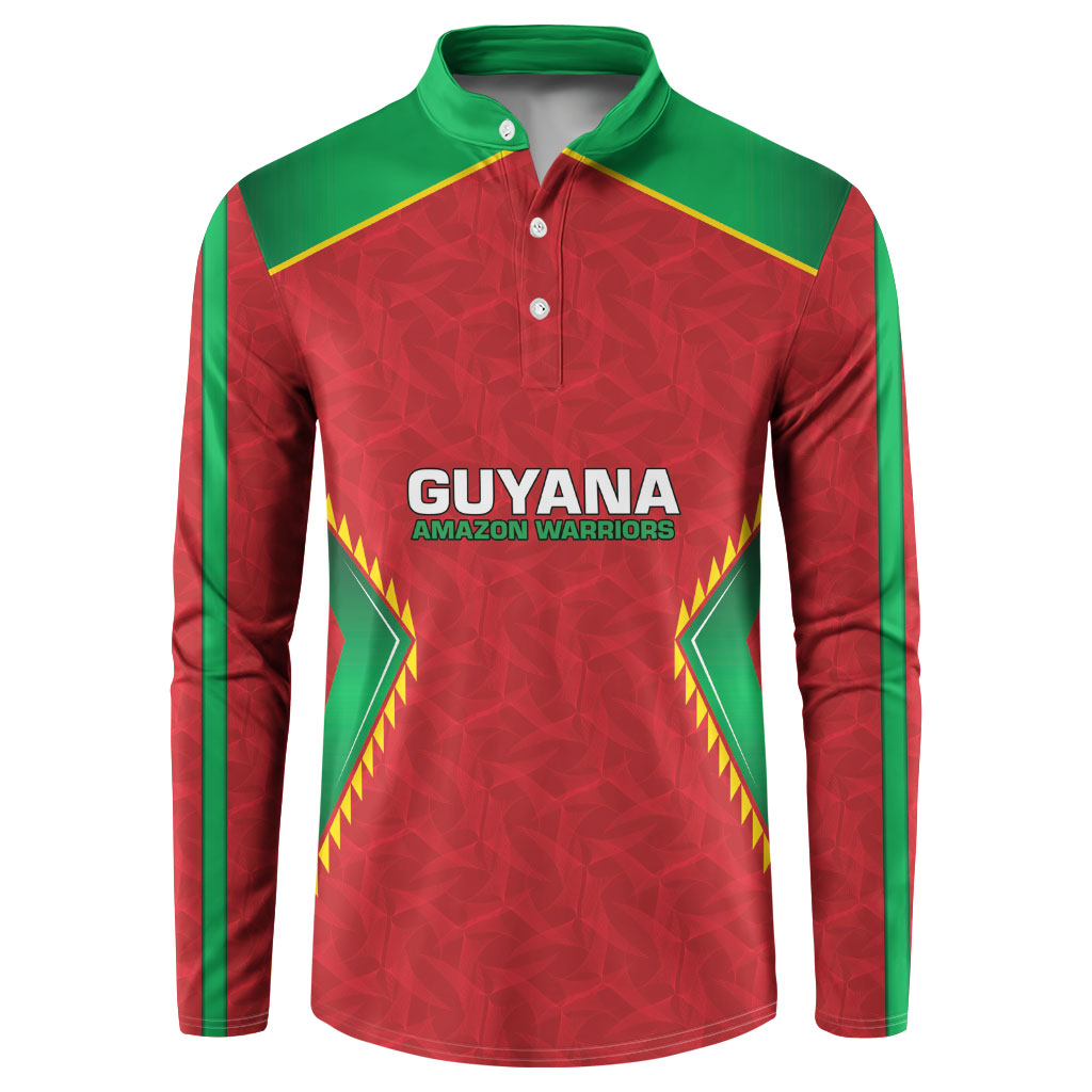 Caribbean Cricket Custom Guyana Button Sweatshirt Warriors Rise Amazonian Geometry Motif