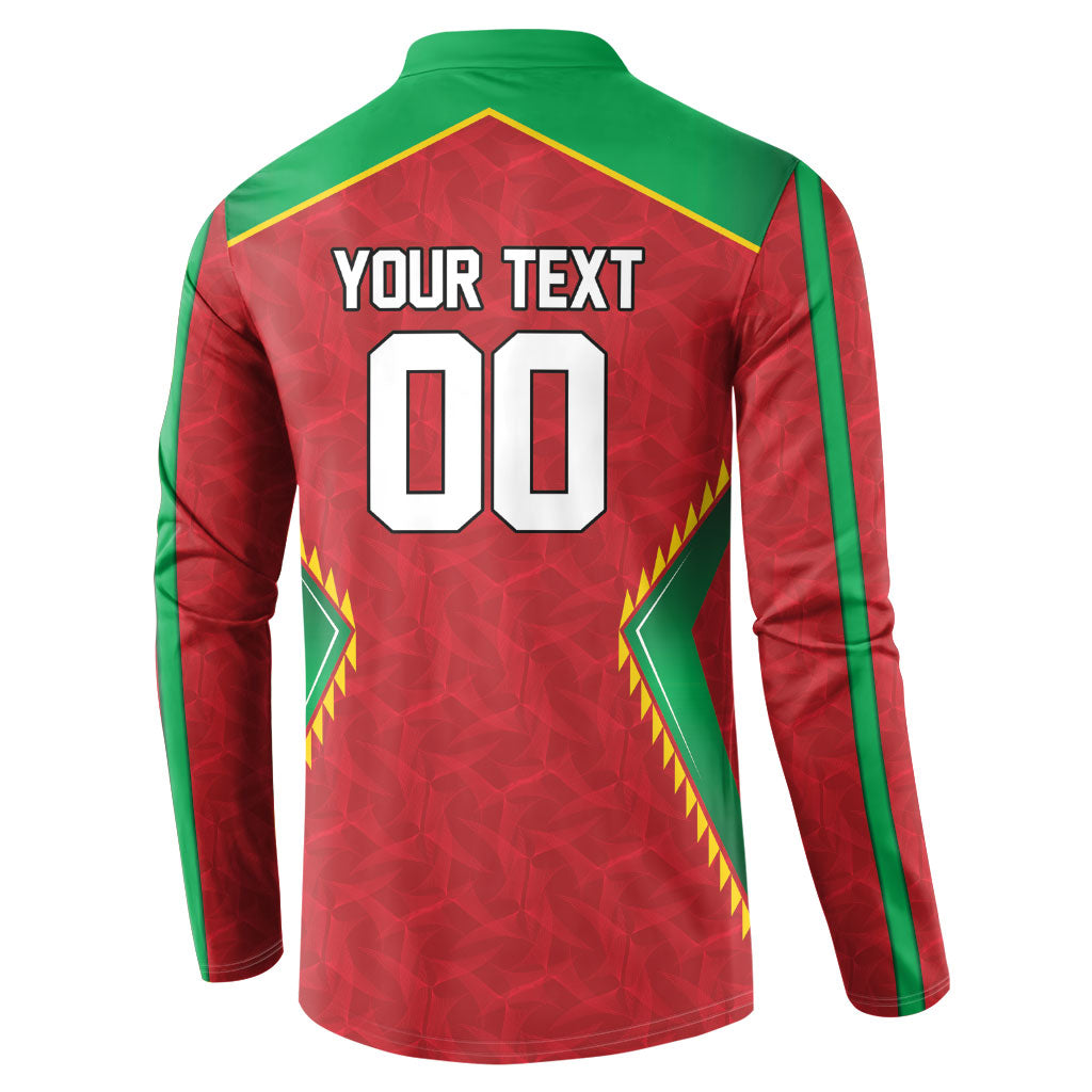 Caribbean Cricket Custom Guyana Button Sweatshirt Warriors Rise Amazonian Geometry Motif